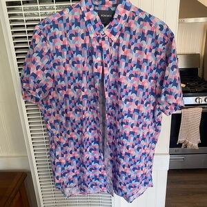Bonobos Men's Geometric Blue and Pink Shirt